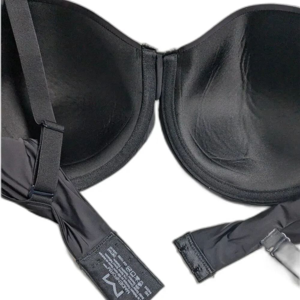 Maidenform 34D Bra Wired Light Padding J-hooks Cross back Black